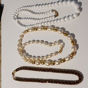 3 necklace lot Napier, crystal snd bead
